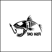 Load image into Gallery viewer, Fish On! Skeleton Fish And Hook Vinyl Decal
