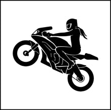 Load image into Gallery viewer, Girl Sports Bike/Motorcycle Rider Vinyl Decal
