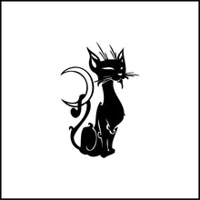 Load image into Gallery viewer, Cat And Crescent Moon Vinyl Decal
