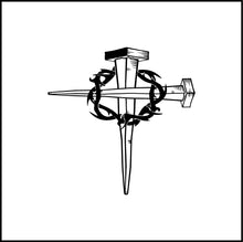 Load image into Gallery viewer, Cross With Nails Jesus Christ Symbol Vinyl Decal
