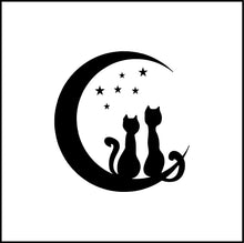 Load image into Gallery viewer, Cats And Crescent Moon Vinyl Decal
