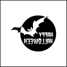 Load image into Gallery viewer, Happy Halloween Circle With Bat Vinyl Decal
